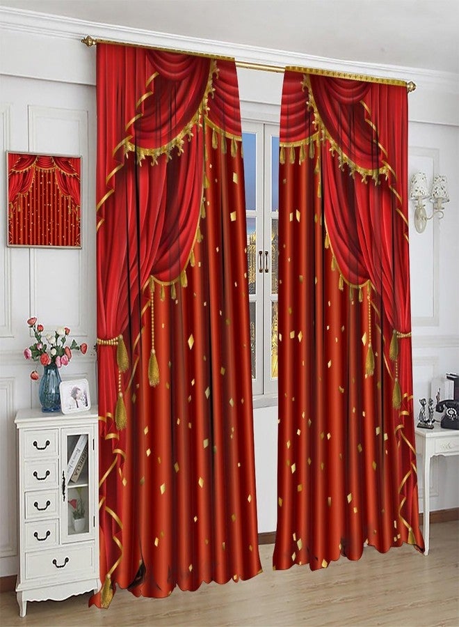 YSWOW Movie Theater Curtains, Red Gold Vintage Elegant Theater Art Printed Blackout Window Drapes for Bedroom Living Room Kitchen Decor Fabric 2 Panels 42x45 Inch 30% Shading Rate - Image 5